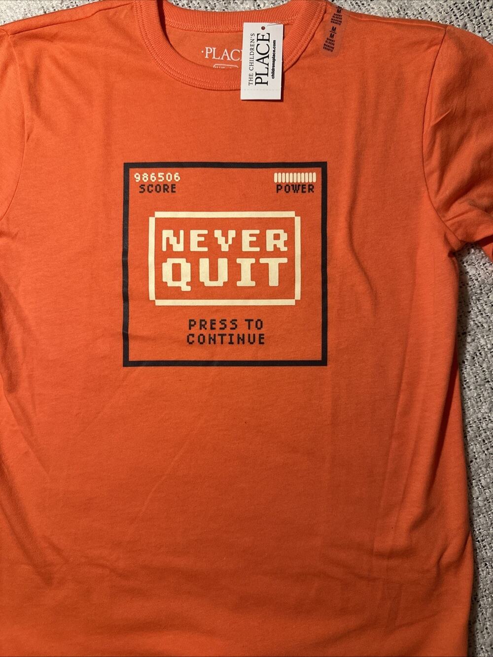 The Children's Place Boys Crew Neck T-Shirt Orange Size M New With Tag